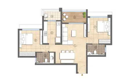 3 BHK-1086 Sq.ft