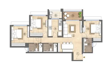 3.5 BHK-1313 Sq.ft